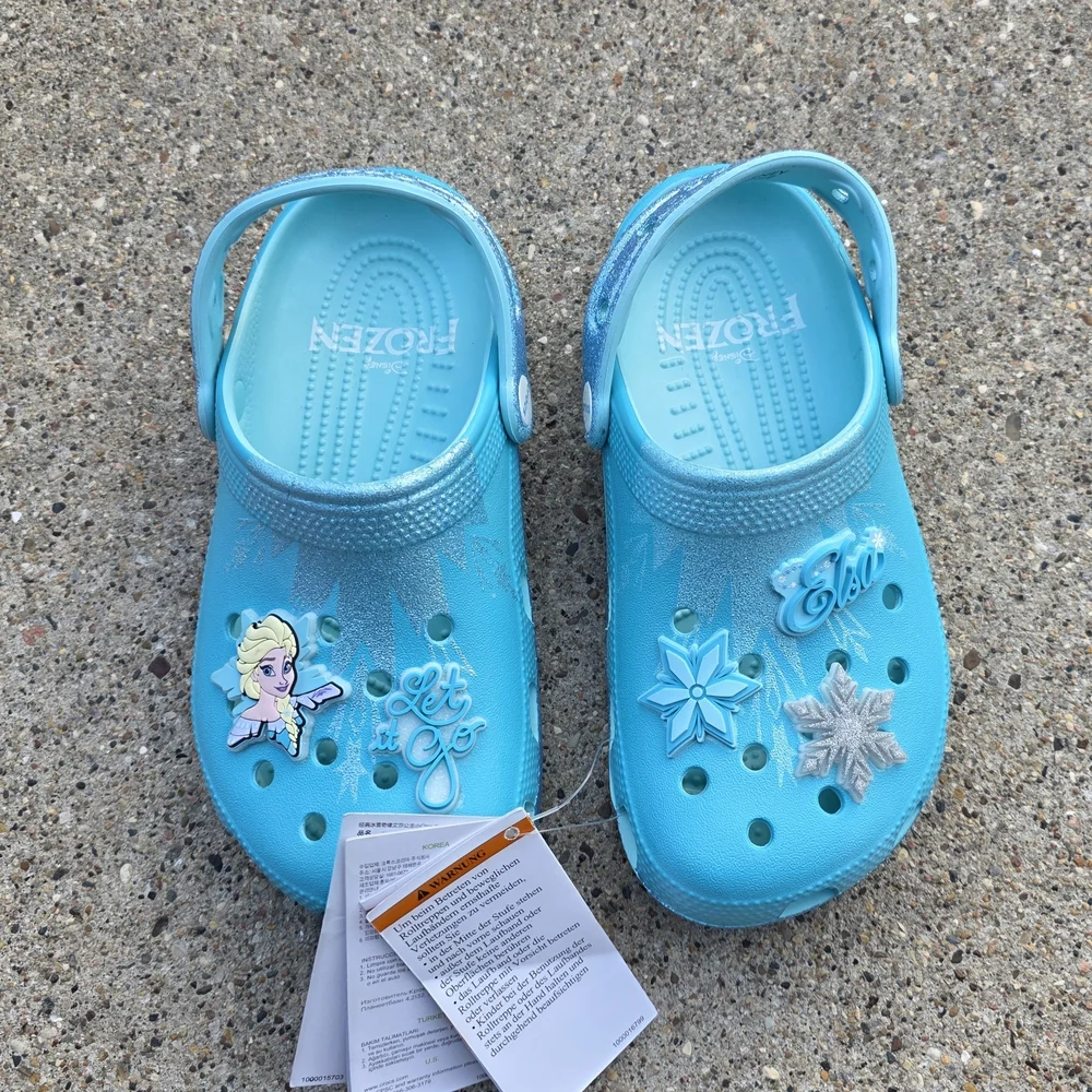 Frozen Kids Blue Crocs Sandals Youth Girls 4Y